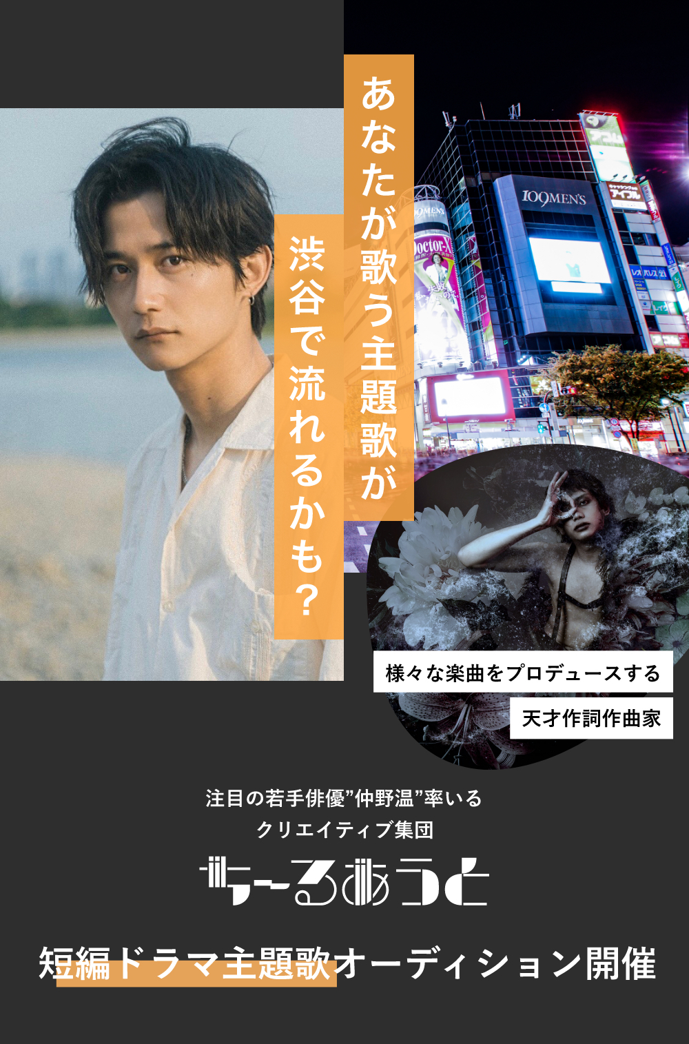 短編ドラマ主題歌オーディション開催 注目の若手俳優 仲野温 率いるちーるあうと製作ドラマ